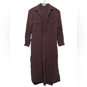 Chelsea & Violet Burgundy Maroon Duster Button Down Midi Dress Jacket